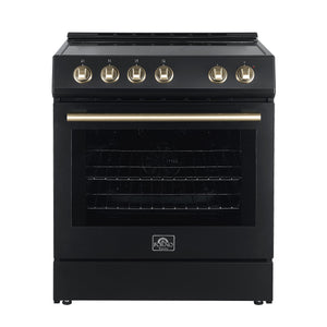 Forno Kitchen Appliance Package FBDL-002-02US – Stainless Steel – FFSEL6012 30BLK leonardo espresso electric range front antique brass 668237c9 efe0 42fa ab63 9219cb104a20