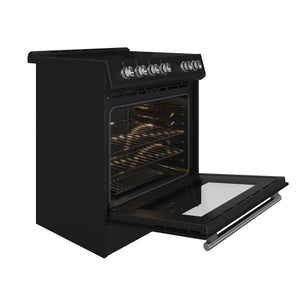 Forno Leonardo 30-Inch Electric Range FFSEL6012-30 – Black – FFSEL6012 30BLK 45 Open Door