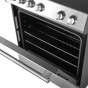 Forno Kitchen Appliance Package FBDL-003-07US – Stainless Steel – FFSEL6012 30S leonardo espresso electric range door ajar..