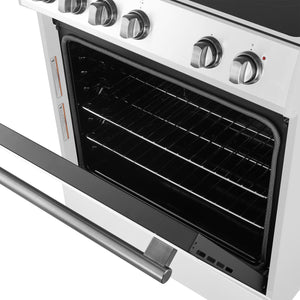 Forno Kitchen Appliance Package FBDL-003-09US – Stainless Steel – FFSEL6012 30WHT leonardo espresso electric range door ajar