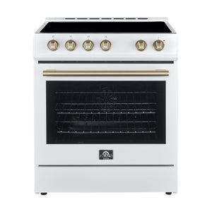 Forno Kitchen Appliance Package FBDL-003-09US – Stainless Steel – FFSEL6012 30WHT leonardo espresso electric range front antique brass 85f84760 a132 4e2e b006 5954ea6bd7a6