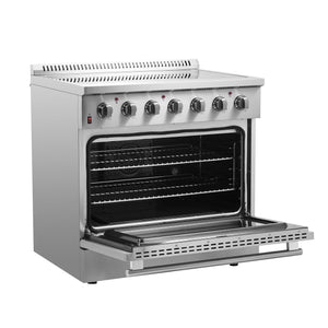 Forno Galiano 36-Inch Electric Range FFSEL6083-36 – Stainless Steel – FFSEL6083 36 20Left 20Side 20Open 20Front