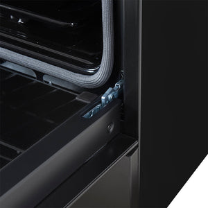 Forno Leonardo 30-Inch Gas Range FFSGS1116-30 – Black – FFSGS1116 30BLK 30inch Slide in Gas Range Close Up On Hinge