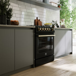 Forno Leonardo 30-Inch Gas Range FFSGS1116-30 – Black – FFSGS1116 30BLK Lifestyle