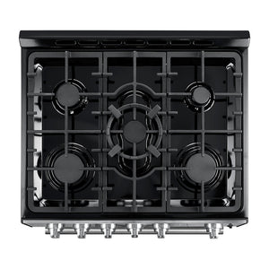 Forno Leonardo 30-Inch Gas Range FFSGS1116-30 – Black – FFSGS1116 30S 30inch Slide in Gas Range Top SS