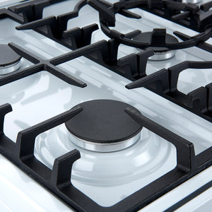 Forno Leonardo 30-Inch Gas Range FFSGS1116-30 – White – FFSGS1116 30WHT 30inch Slide in Gas Range Close Up On Burner AB
