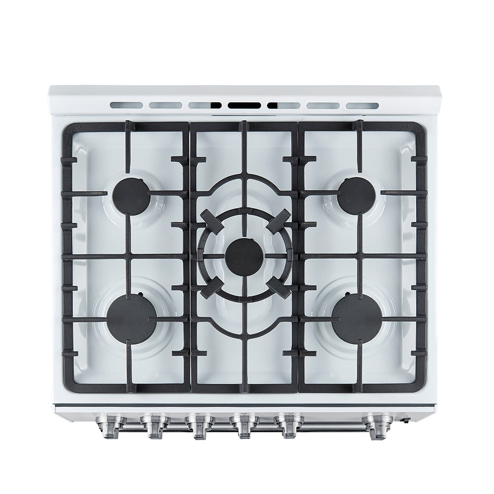 Forno Leonardo 30-Inch Gas Range FFSGS1116-30 – White – FFSGS1116 30WHT 30inch Slide in Gas Range Top SS