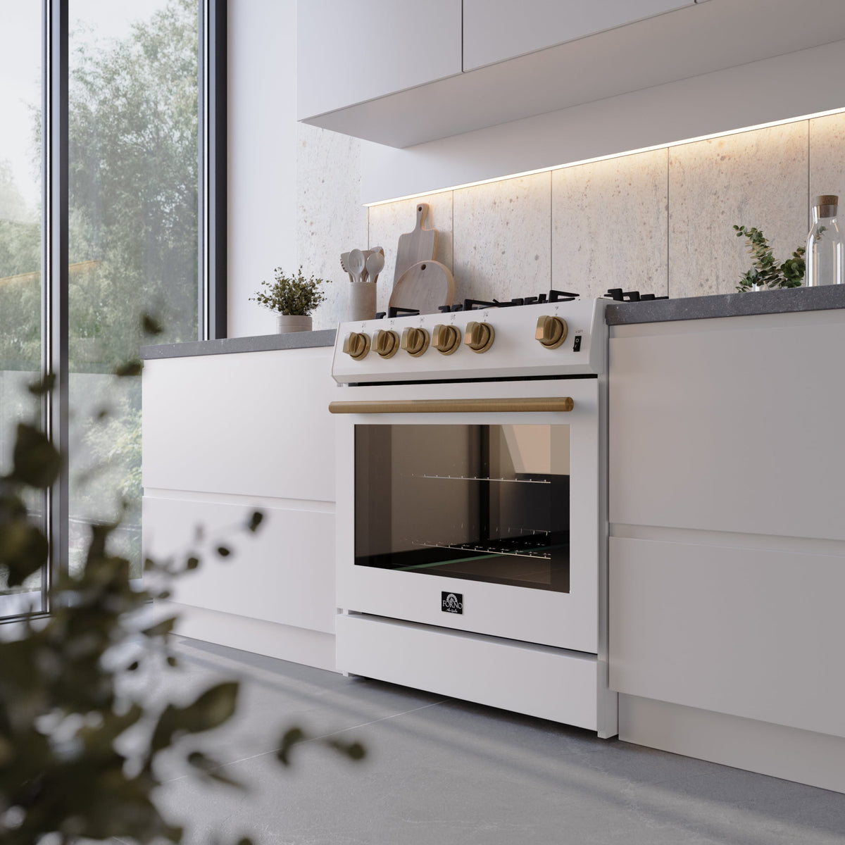 Forno Leonardo 30-Inch Gas Range FFSGS1116-30 – White – FFSGS1116 30WHT lifestyle