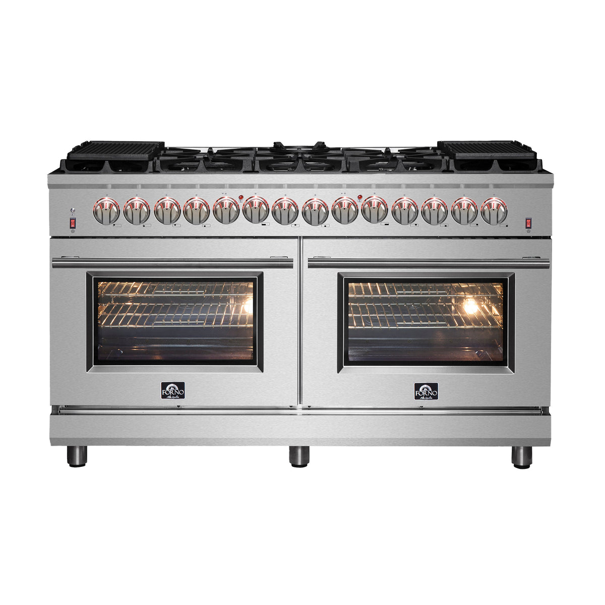 Forno Massimo 60-Inch Dual Fuel Range FFSGS6125-60 – Stainless Steel – FFSGS6125 60 massimo dual fuel range front 2