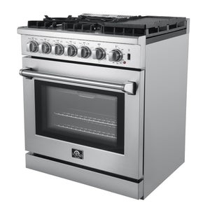 Forno Lazio 30-Inch Dual Fuel Range FFSGS6196-30 – Stainless Steel – FFSGS6196 30 20Angle 20Top