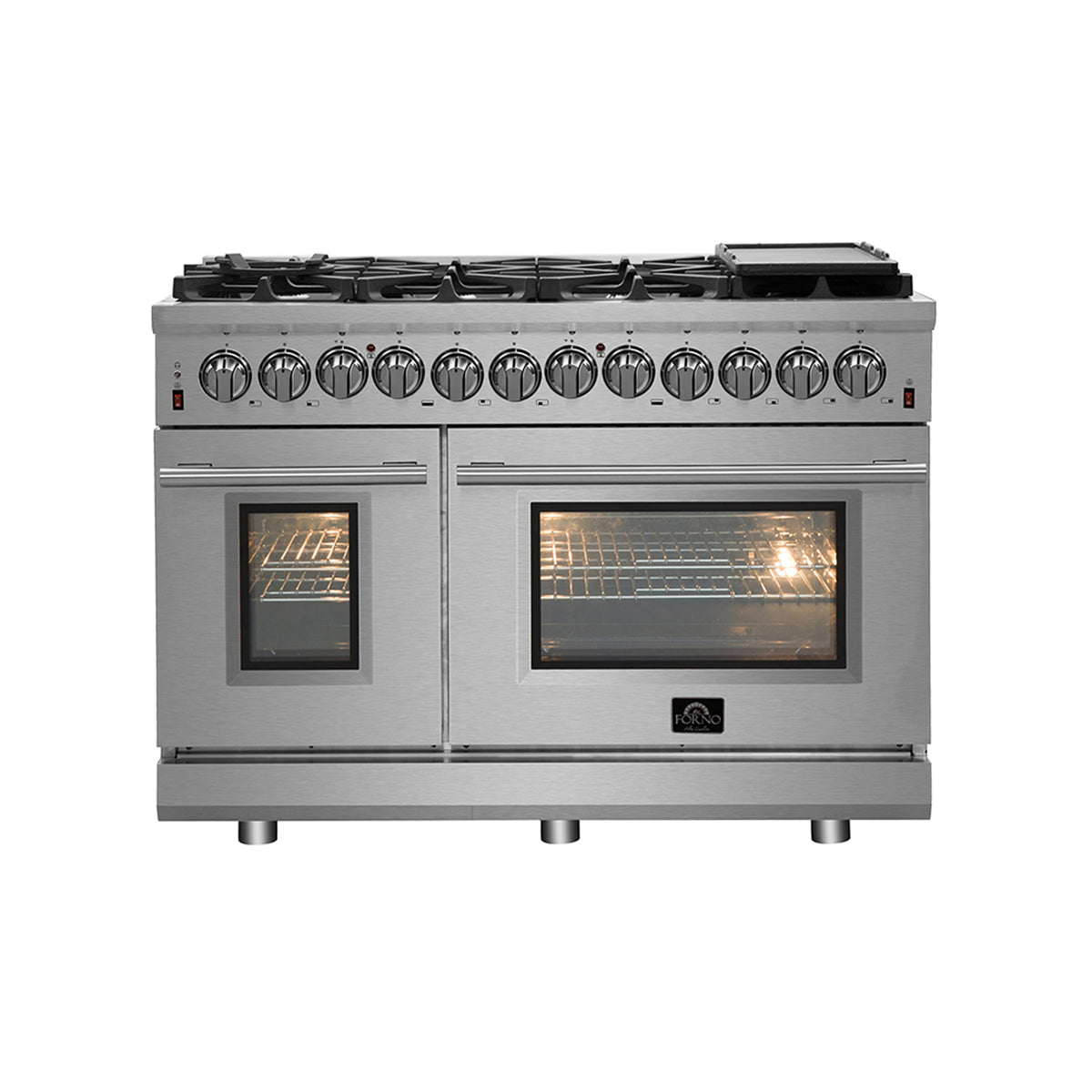 Forno Massimo 48-Inch Gas Range FFSGS6239-48 – Stainless Steel – FFSGS6239 48 front light on web 1 53