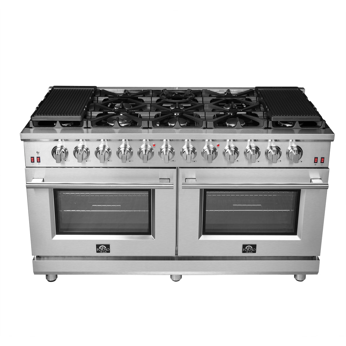 Forno Massimo 60-Inch Gas Range FFSGS6239-60 – Stainless Steel – FFSGS6239 60 Forno Massimo Double Oven Gas Range Cooktop