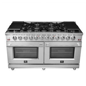 Forno Massimo 60-Inch Gas Range FFSGS6239-60 – Stainless Steel – FFSGS6239 60 Forno Massimo Double Oven Gas Range Cooktop