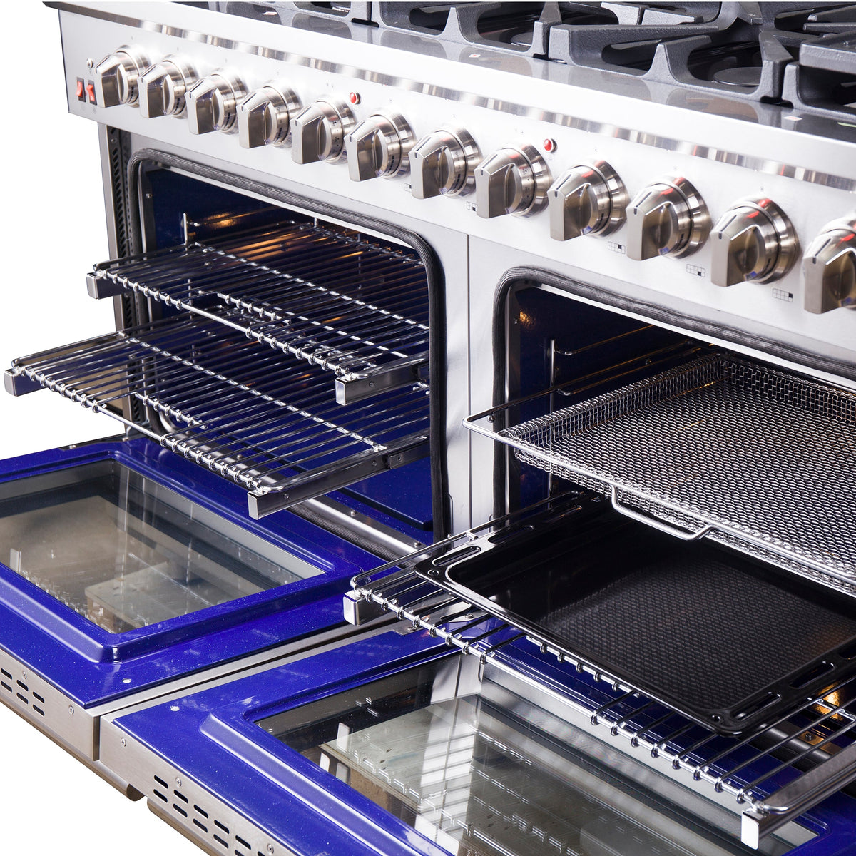 Forno Massimo 60-Inch Gas Range FFSGS6239-60 – Stainless Steel – FFSGS6239 60 Forno Massimo Double Oven Gas Range Telescopic Racks