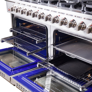 Forno Massimo 60-Inch Gas Range FFSGS6239-60 – Stainless Steel – FFSGS6239 60 Forno Massimo Double Oven Gas Range Telescopic Racks