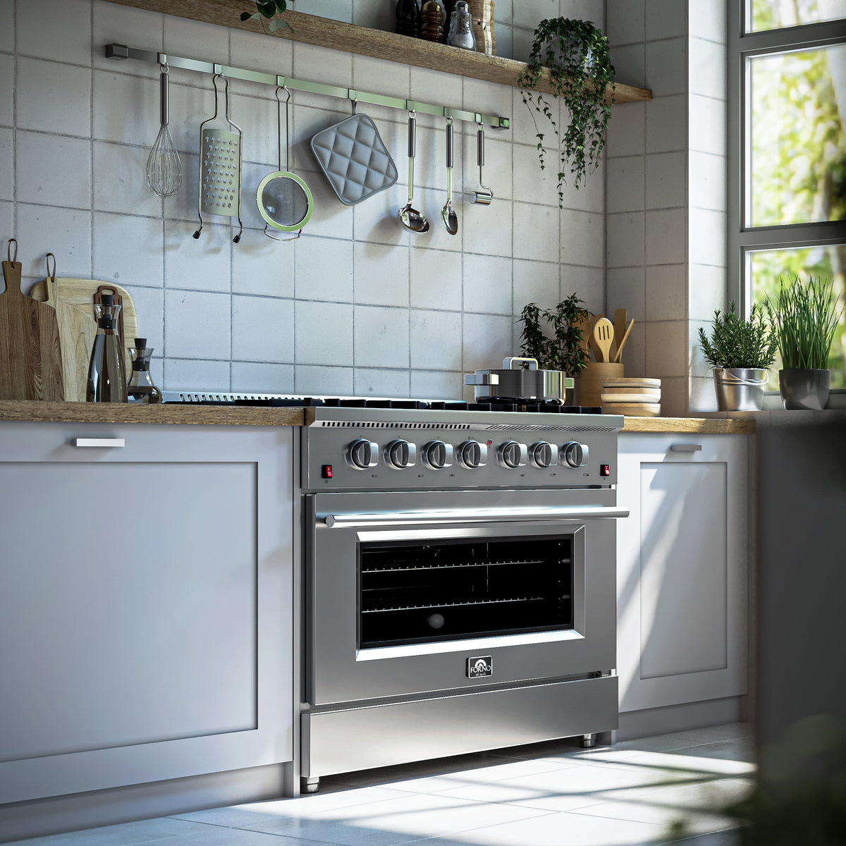 Forno Galiano 36-Inch Gas Range FFSGS6244-36 – Stainless Steel – FFSGS6244 36 Lifestyle