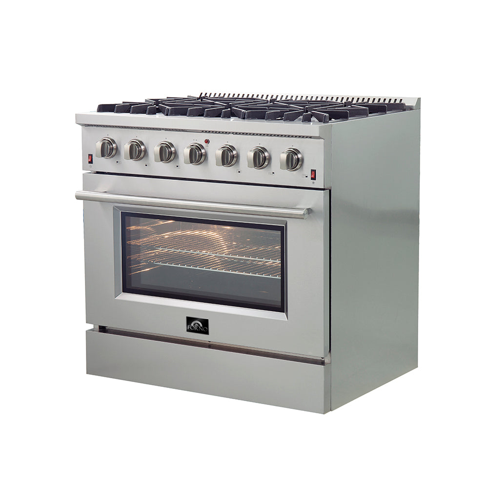 Forno Galiano 36-Inch Gas Range FFSGS6244-36 – Stainless Steel – FFSGS6244 36  20right 20angle 20view web