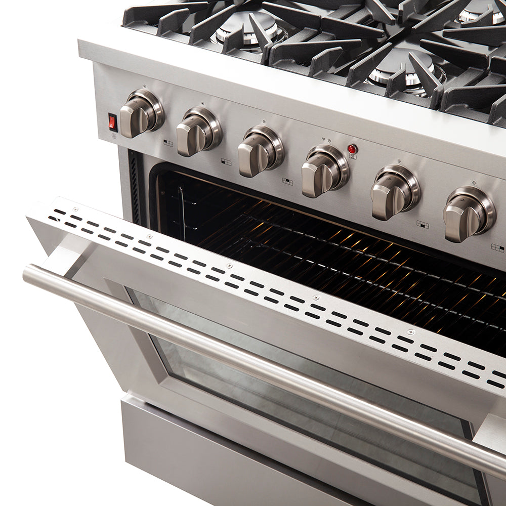 Forno Galiano 36-Inch Gas Range FFSGS6244-36 – Stainless Steel – FFSGS6244 36 door 20thickness web