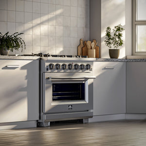 Forno Capriasca 36-Inch Gas Range FFSGS6260-36 – Stainless Steel – FFSGS6260 36 Lifestyle