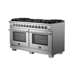 Forno Capriasca 60-Inch Gas Range FFSGS6260-60 – Stainless Steel – FFSGS6260 60 gas range angle