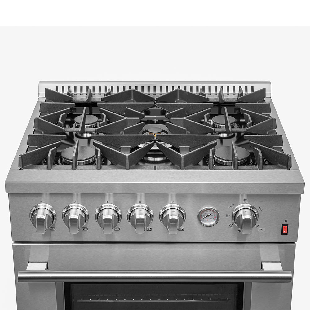 Forno Kitchen Appliance Package FBDL-020-02US – Stainless Steel – FFSGS6274 30 Giovanni 30 inch Freestanding Gas Range Top View