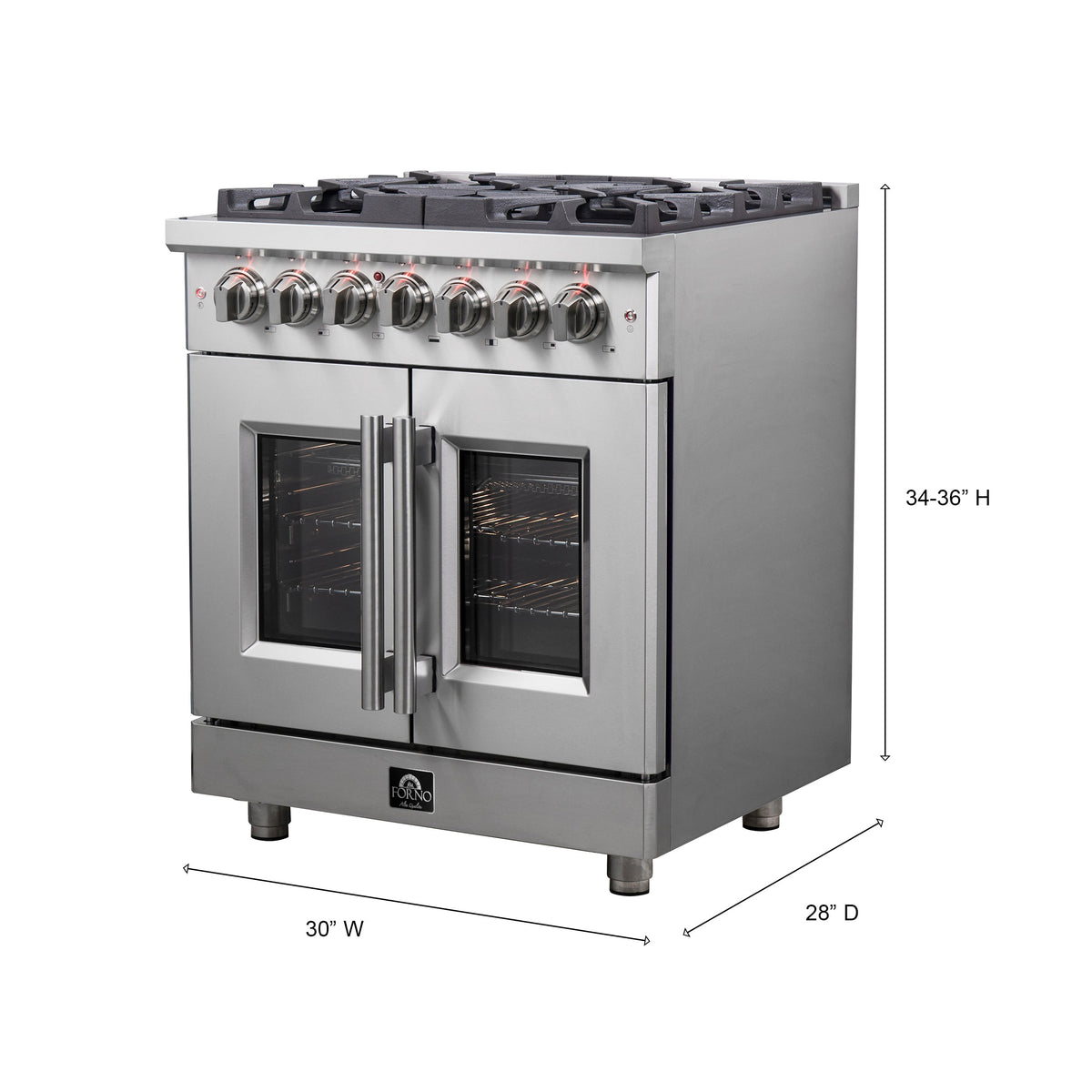 Forno Massimo 30-Inch Dual Fuel Range FFSGS6325-30 – Stainless Steel – FFSGS6325 30 forno massimo french door dual fuel range dimensions