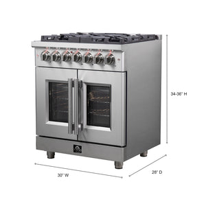 Forno Massimo 30-Inch Dual Fuel Range FFSGS6325-30 – Stainless Steel – FFSGS6325 30 forno massimo french door dual fuel range dimensions