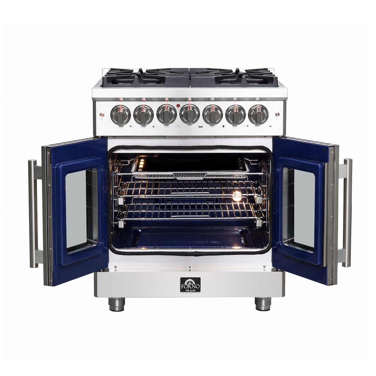 Forno Massimo 30-Inch Dual Fuel Range FFSGS6325-30 – Stainless Steel – FFSGS6325 30 forno massimo french door dual fuel range front open