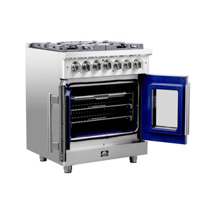 Forno Massimo 30-Inch Dual Fuel Range FFSGS6325-30 – Stainless Steel – FFSGS6325 30 forno massimo french door dual fuel range side left open