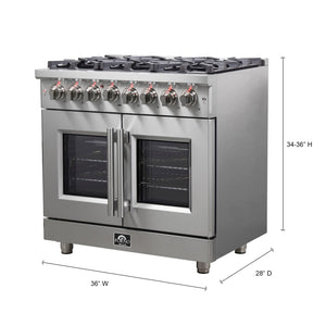 Forno Massimo 36-Inch Dual Fuel Range FFSGS6325-36 – Stainless Steel – FFSGS6325 36 forno massimo french door dual fuel range dimensions