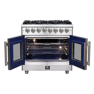 Forno Massimo 36-Inch Dual Fuel Range FFSGS6325-36 – Stainless Steel – FFSGS6325 36 forno massimo french door dual fuel range front open