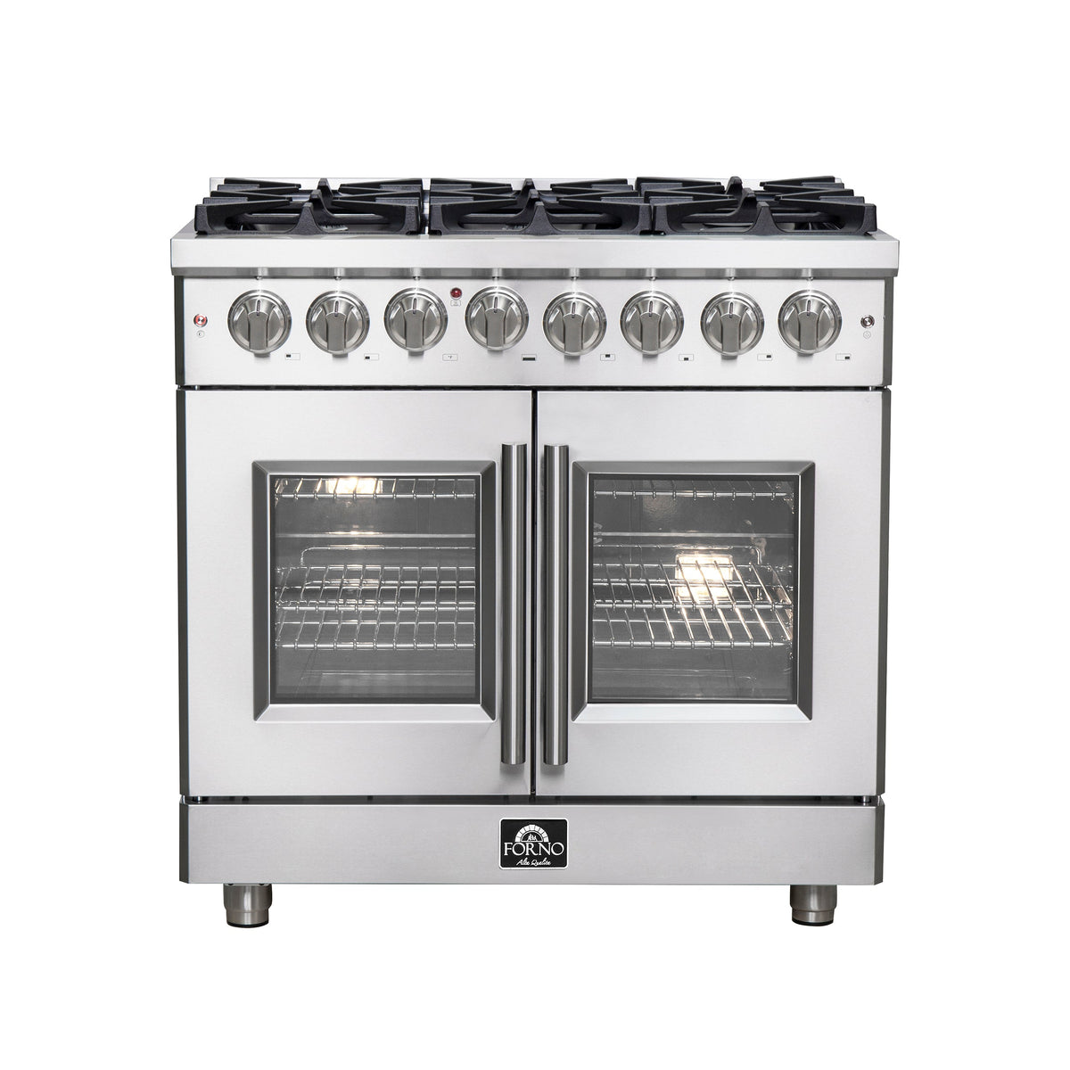 Forno Massimo 36-Inch Dual Fuel Range FFSGS6325-36 – Stainless Steel – FFSGS6325 36 forno massimo french door dual fuel range front
