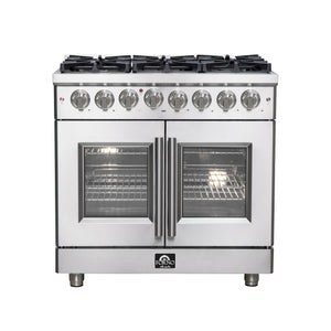Forno Massimo 36-Inch Dual Fuel Range FFSGS6325-36 – Stainless Steel – FFSGS6325 36 forno massimo french door dual fuel range front