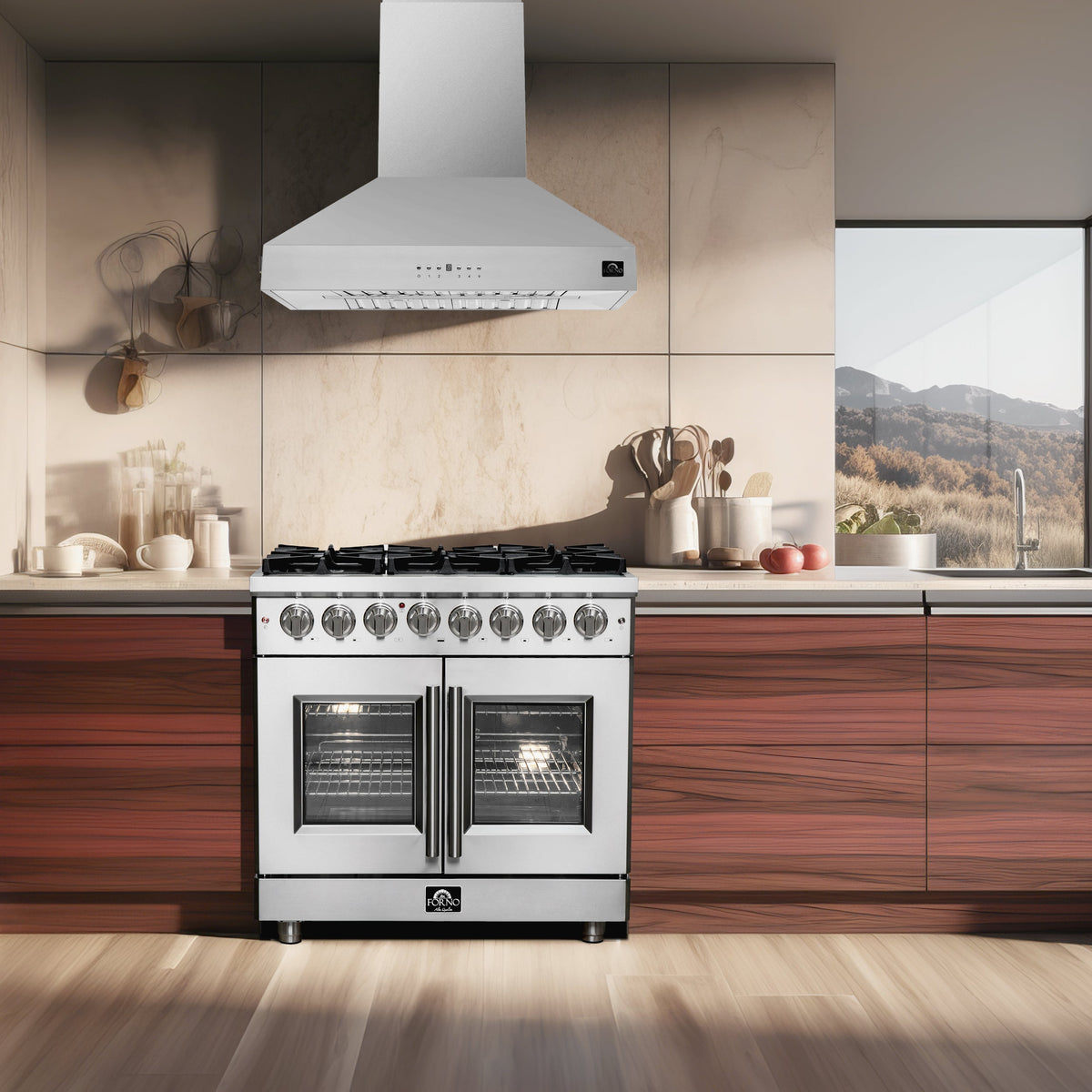 Forno Massimo 36-Inch Dual Fuel Range FFSGS6325-36 – Stainless Steel – FFSGS6325 36 forno massimo french door dual fuel range lifestyle