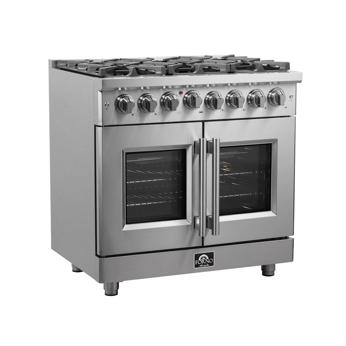 Forno Massimo 36-Inch Dual Fuel Range FFSGS6325-36 – Stainless Steel – FFSGS6325 36 forno massimo french door dual fuel range side left