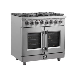 Forno Massimo 36-Inch Dual Fuel Range FFSGS6325-36 – Stainless Steel – FFSGS6325 36 forno massimo french door dual fuel range side left