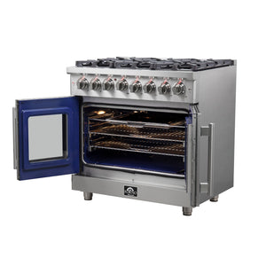Forno Massimo 36-Inch Dual Fuel Range FFSGS6325-36 – Stainless Steel – FFSGS6325 36 forno massimo french door dual fuel range side right open