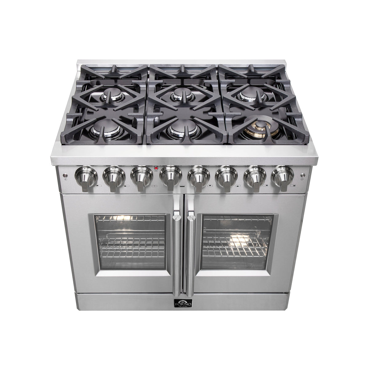 Forno Massimo 36-Inch Dual Fuel Range FFSGS6325-36 – Stainless Steel – FFSGS6325 36 forno massimo french door dual fuel range top