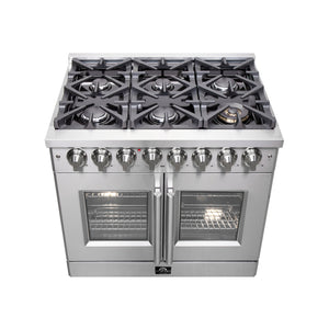 Forno Massimo 36-Inch Dual Fuel Range FFSGS6325-36 – Stainless Steel – FFSGS6325 36 forno massimo french door dual fuel range top