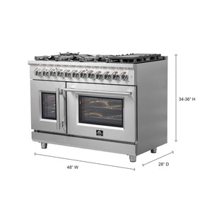Forno Massimo 48-Inch Dual Fuel Range FFSGS6325-48 – Stainless Steel – FFSGS6325 48 forno massimo french door dual fuel range dimensions