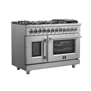 Forno Massimo 48-Inch Dual Fuel Range FFSGS6325-48 – Stainless Steel – FFSGS6325 48 forno massimo french door dual fuel range side left