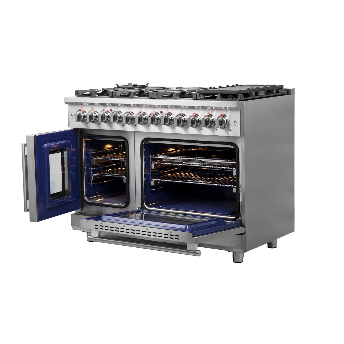 Forno Massimo 48-Inch Dual Fuel Range FFSGS6325-48 – Stainless Steel – FFSGS6325 48 forno massimo french door dual fuel range side right open