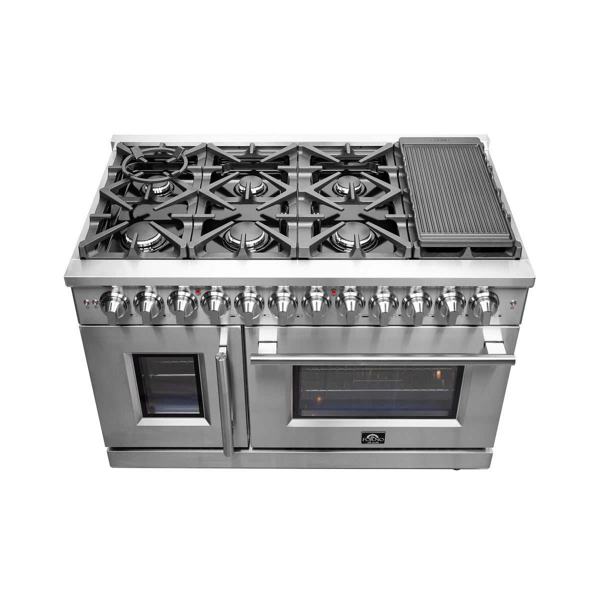 Forno Massimo 48-Inch Dual Fuel Range FFSGS6325-48 – Stainless Steel – FFSGS6325 48 forno massimo french door dual fuel range top