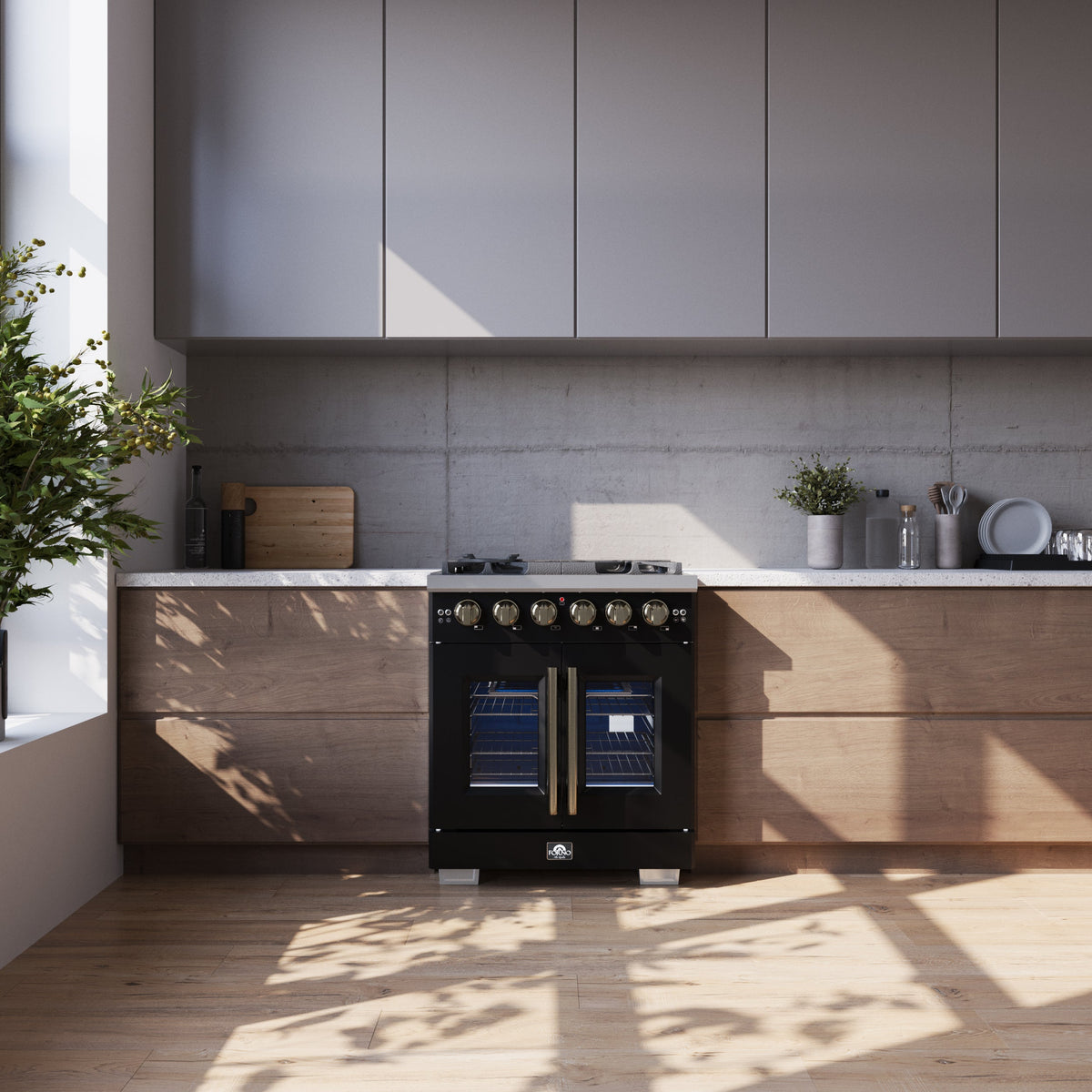 Forno Capriasca 30-Inch Gas Range FFSGS6460-30 – Black – FFSGS6460 30BLK Lifestyle