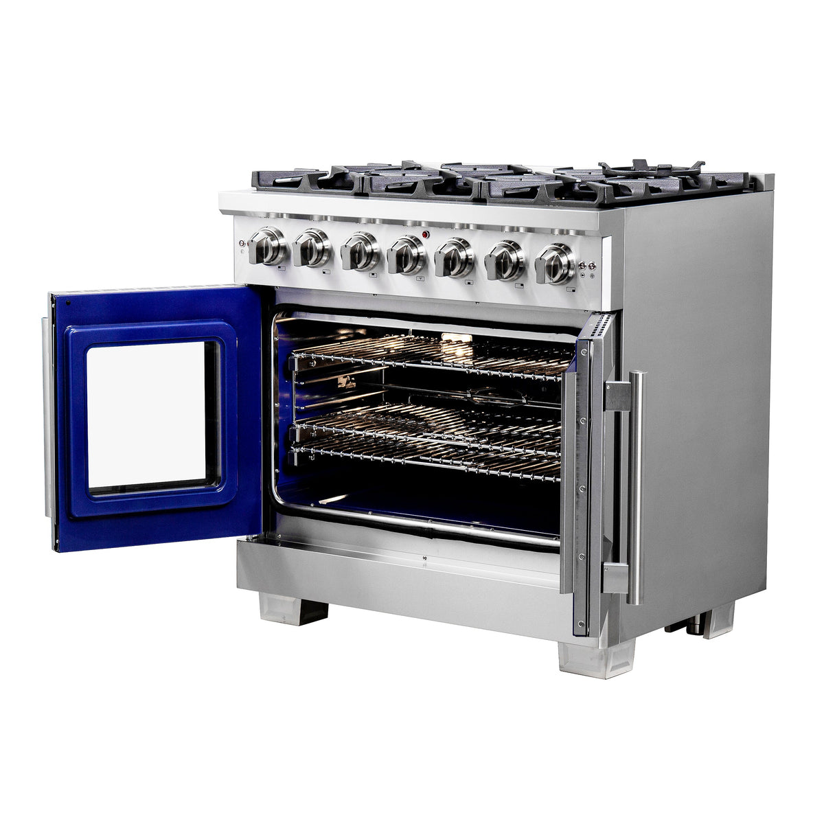 Forno Capriasca 36-Inch Gas Range FFSGS6460-36 – Stainless Steel – FFSGS6460 36 20Angle 20Open