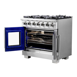 Forno Capriasca 36-Inch Gas Range FFSGS6460-36 – Stainless Steel – FFSGS6460 36 20Angle 20Open