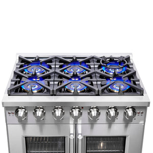 Forno Capriasca 36-Inch Gas Range FFSGS6460-36 – Stainless Steel – FFSGS6460 36 20Front 20Cooktop