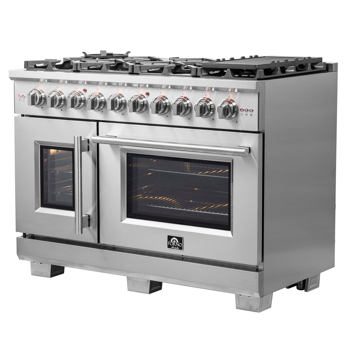 Forno Capriasca 48-Inch Gas Range FFSGS6460-48 – Stainless Steel – FFSGS6460 48 Right Side Front
