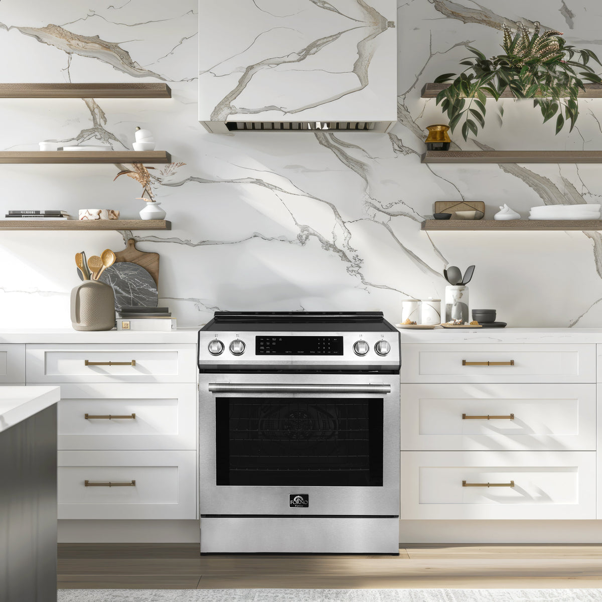 Forno Donatello 30-Inch Induction Range FFSIN0905-30 – Stainless Steel – FFSIN0905 30 espresso leonardo induction range lifestyle