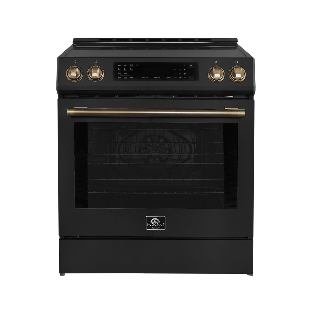 Forno Donatello 30-Inch Induction Range FFSIN0905-30 – Black – FFSIN0905 30BLK espresso leonardo induction range front antique brass